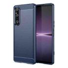 For Sony Xperia 1 V Brushed Texture Carbon Fiber TPU Phone Case(Blue) - 1