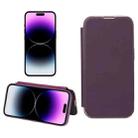 For iPhone 14 Pro Plain Skin Shield Leather Phone Case(Dark Purple) - 1