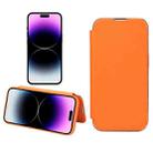 For iPhone 14 Plain Skin Shield Leather Phone Case(Orange Yellow) - 1