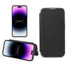 For iPhone 14 Plus Plain Skin Shield Leather Phone Case(Black) - 1