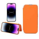 For iPhone 12 / 12 Pro Plain Skin Shield Leather Phone Case(Orange Yellow) - 1