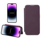 For iPhone 12 / 12 Pro Plain Skin Shield Leather Phone Case(Dark Purple) - 1