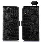 For Honor X5 Crocodile Top Layer Cowhide Leather Phone Case(Black) - 1