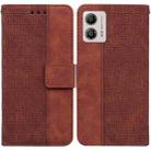 For Motorola Moto G13 / G23 / G53 Geometric Embossed Leather Phone Case(Brown) - 1