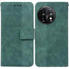 For OnePlus 11 Geometric Embossed Leather Phone Case(Green) - 1