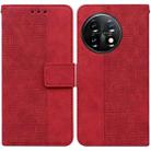 For OnePlus 11 Geometric Embossed Leather Phone Case(Red) - 1