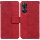 For OPPO Reno8 T  4G Geometric Embossed Leather Phone Case(Red) - 1