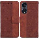 For OPPO Reno8 T  5G / A1 Pro 5G Geometric Embossed Leather Phone Case(Brown) - 1