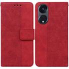 For OPPO Reno8 T  5G / A1 Pro 5G Geometric Embossed Leather Phone Case(Red) - 1