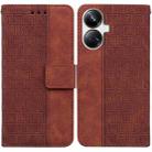 For Realme 10 Pro+ Geometric Embossed Leather Phone Case(Brown) - 1