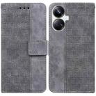 For Realme 10 Pro+ Geometric Embossed Leather Phone Case(Grey) - 1