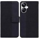 For Realme 10 Pro+ Geometric Embossed Leather Phone Case(Black) - 1