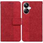 For Realme 10 Pro+ Geometric Embossed Leather Phone Case(Red) - 1