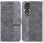 For Honor 80 Geometric Embossed Leather Phone Case(Grey) - 1