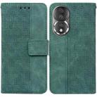 For Honor 80 Geometric Embossed Leather Phone Case(Green) - 1