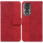 For Honor 80 Geometric Embossed Leather Phone Case(Red) - 1