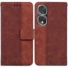 For Honor 80 Pro Geometric Embossed Leather Phone Case(Brown) - 1