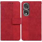 For Honor 80 Pro Geometric Embossed Leather Phone Case(Red) - 1