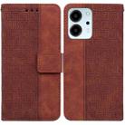 For Honor 80 SE Geometric Embossed Leather Phone Case(Brown) - 1