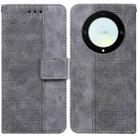 For Honor X9a Geometric Embossed Leather Phone Case(Grey) - 1