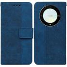 For Honor X9a Geometric Embossed Leather Phone Case(Blue) - 1