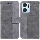 For Honor X7a Geometric Embossed Leather Phone Case(Grey) - 1