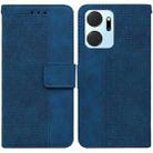 For Honor X7a Geometric Embossed Leather Phone Case(Blue) - 1