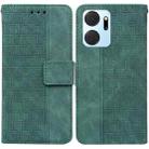 For Honor X7a Geometric Embossed Leather Phone Case(Green) - 1