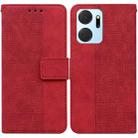 For Honor X7a Geometric Embossed Leather Phone Case(Red) - 1