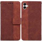 For Samsung Galaxy A04e / F04 / M04 Geometric Embossed Leather Phone Case(Brown) - 1