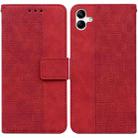 For Samsung Galaxy A04e / F04 / M04 Geometric Embossed Leather Phone Case(Red) - 1