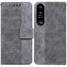 For Sony Xperia 1 IV 2023 Geometric Embossed Leather Phone Case(Grey) - 1