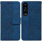 For Sony Xperia 1 IV 2023 Geometric Embossed Leather Phone Case(Blue) - 1