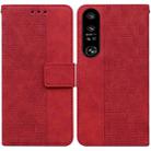 For Sony Xperia 1 IV 2023 Geometric Embossed Leather Phone Case(Red) - 1