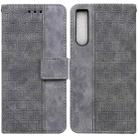 For Sony Xperia 10 IV 2023 Geometric Embossed Leather Phone Case(Grey) - 1