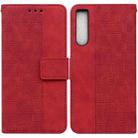 For Sony Xperia 10 IV 2023 Geometric Embossed Leather Phone Case(Red) - 1