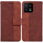 For Xiaomi 13 5G Geometric Embossed Leather Phone Case(Brown) - 1