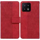 For Xiaomi 13 5G Geometric Embossed Leather Phone Case(Red) - 1
