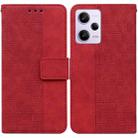 For Xiaomi Redmi Note 12 Pro 5G Geometric Embossed Leather Phone Case(Red) - 1