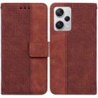 For Xiaomi Redmi Note 12 Pro+ Geometric Embossed Leather Phone Case(Brown) - 1