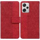 For Xiaomi Redmi Note 12 Pro+ Geometric Embossed Leather Phone Case(Red) - 1