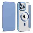 For iPhone 14 Pro Max MagSafe Magnetic RFID Anti-theft Leather Phone Case(Sierra Blue) - 1