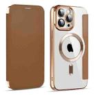 For iPhone 14 Pro Max MagSafe Magnetic RFID Anti-theft Leather Phone Case(Brown) - 1