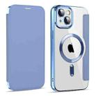 For iPhone 14 MagSafe Magnetic RFID Anti-theft Leather Phone Case(Sierra Blue) - 1