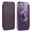 For iPhone 14 Plus MagSafe Magnetic RFID Anti-theft Leather Phone Case(Dark Purple) - 1