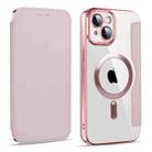 For iPhone 14 Plus MagSafe Magnetic RFID Anti-theft Leather Phone Case(Pink) - 1