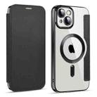For iPhone 14 Plus MagSafe Magnetic RFID Anti-theft Leather Phone Case(Black) - 1