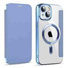 For iPhone 14 Plus MagSafe Magnetic RFID Anti-theft Leather Phone Case(Sierra Blue) - 1