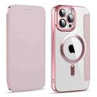 For iPhone 13 Pro Max MagSafe Magnetic RFID Anti-theft Leather Phone Case(Pink) - 1