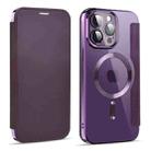 For iPhone 13 Pro MagSafe Magnetic RFID Anti-theft Leather Phone Case(Dark Purple) - 1